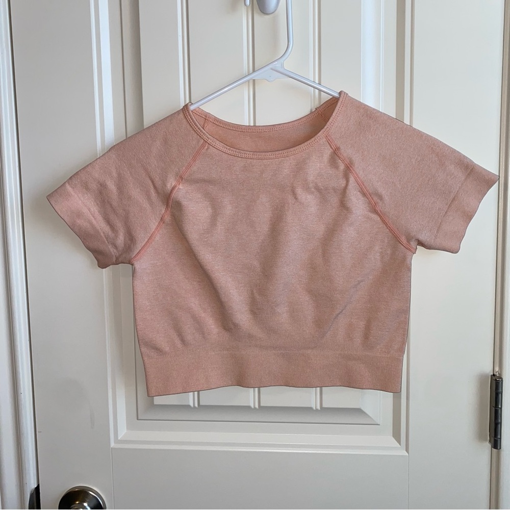 Peach athletic crop top